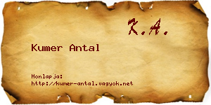 Kumer Antal névjegykártya